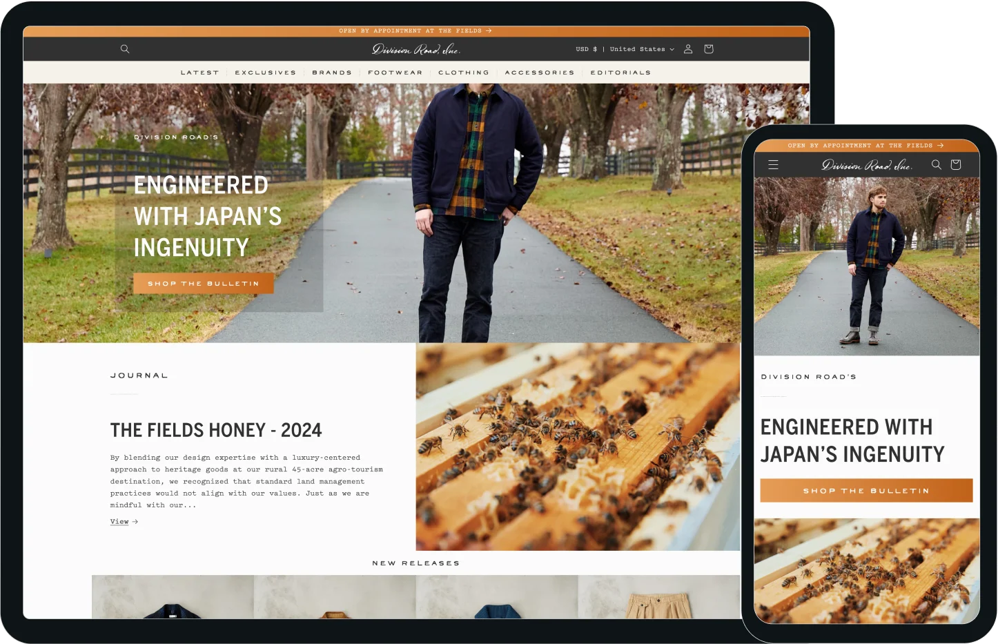 Screenshots of the Division Road website