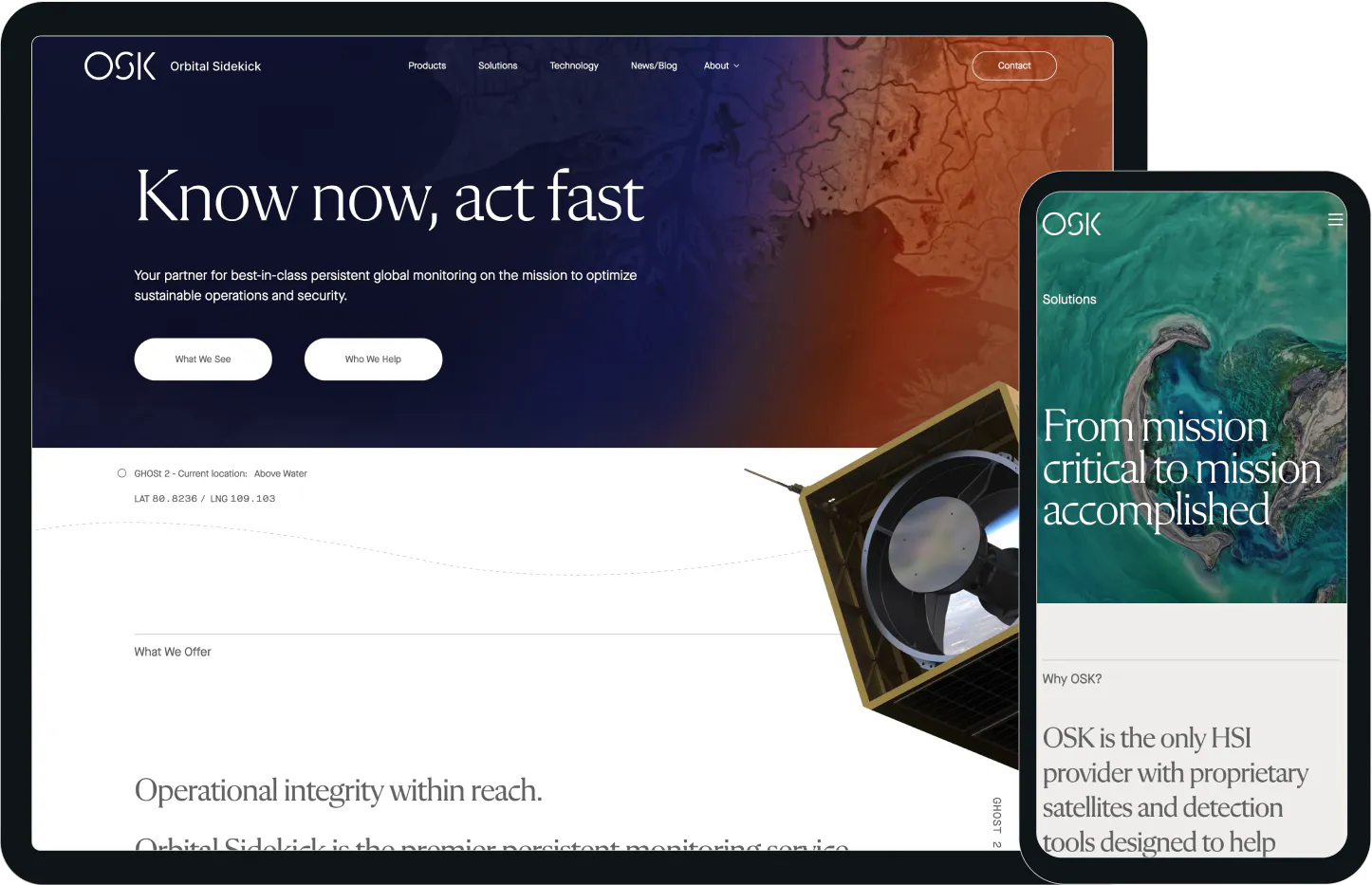 Screenshots of the Orbital Sidekick website